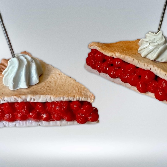 Cherry Pie Place Card Holders Set of 2 – Handmade Ceramic Table Decor Holiday - Picture 10 of 16